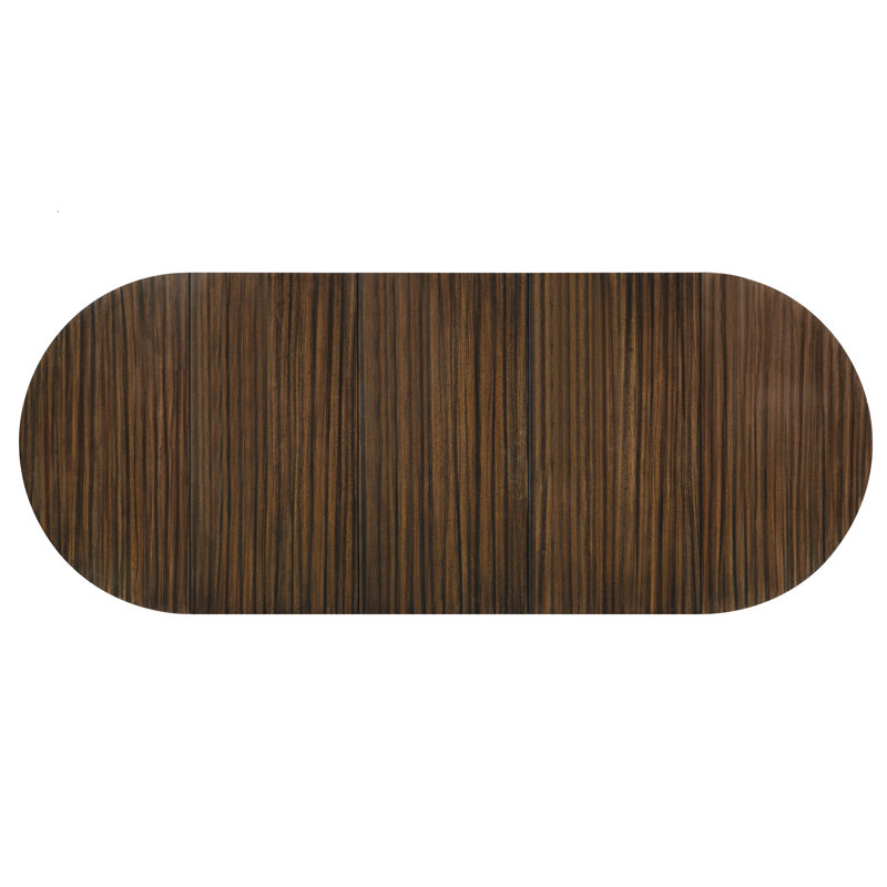 Black and Brown Extendable Round Wood Dining Table