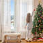Rideaux de Noël flocon de neige pour le salon chambre à coucher voilage blanc rideaux décorations de Noël d'hiver-919099440