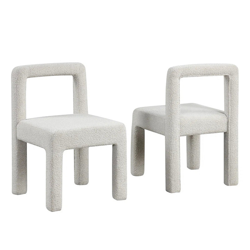 Ensemble de chaises de salle à manger modernes rembourrées Boucle, Blanc