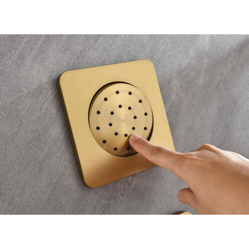 Advanced Shower System With Rain Head, Hand Shower, And Slide Bar In Brushed Gold Modern Bathroom Finish, Brushed Gold