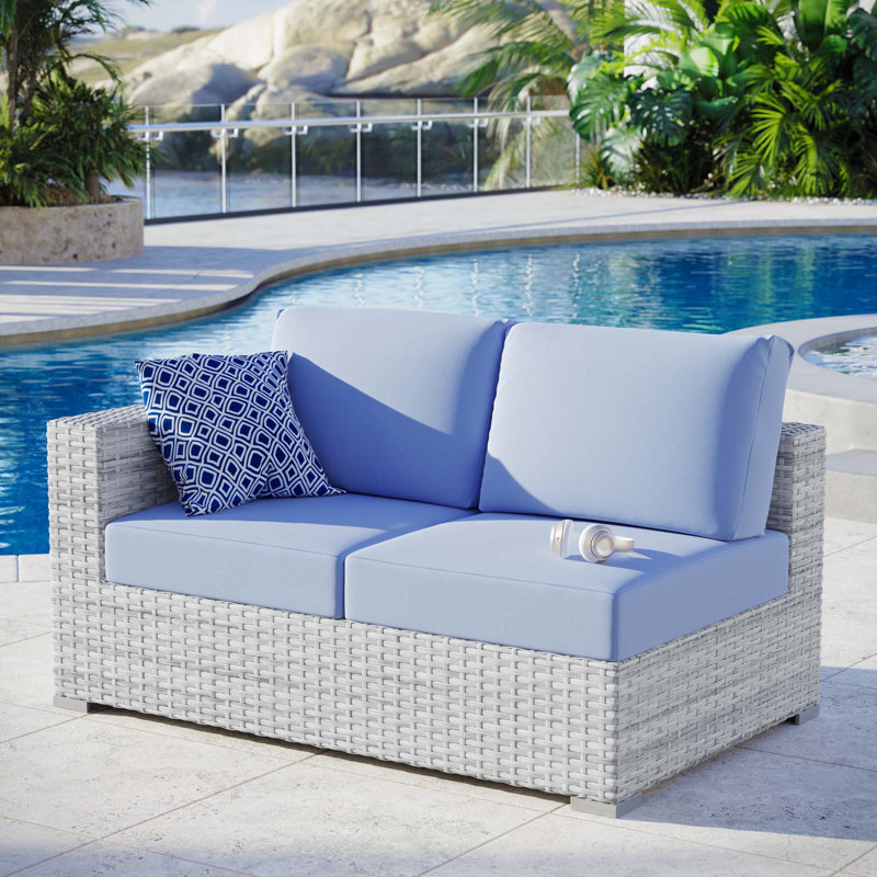 Convene Outdoor Patio Left-Arm Loveseat, Left Hand Facing, Light Blue