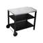 Chariot de barbecue extérieur à 3 niveaux avec surface en acier inoxydable, roues de table de préparation barbecue, barre de service roulante pour patio et cour arrière, support de four à pizza en noir, construction, grand rangement, stable