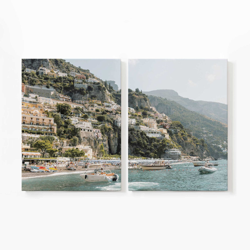 Impression sur toile Nautical Positano, Toile tendue, H 40 po x l 60 po x P 1,25 po, 4