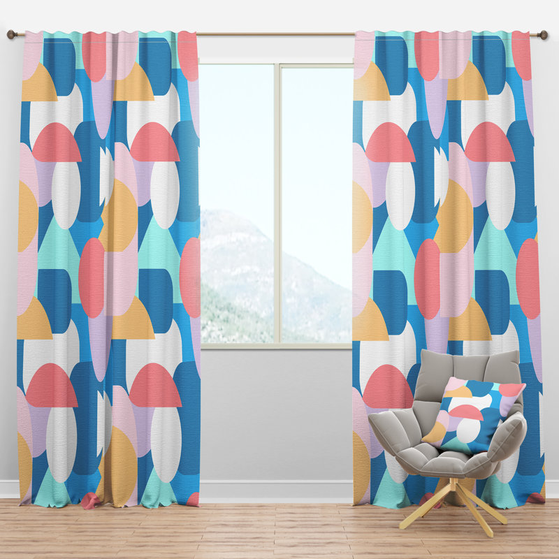 Panneau de rideau semi-transparent avec passe-tringle Mid-Century, l 52 po x L 120 po