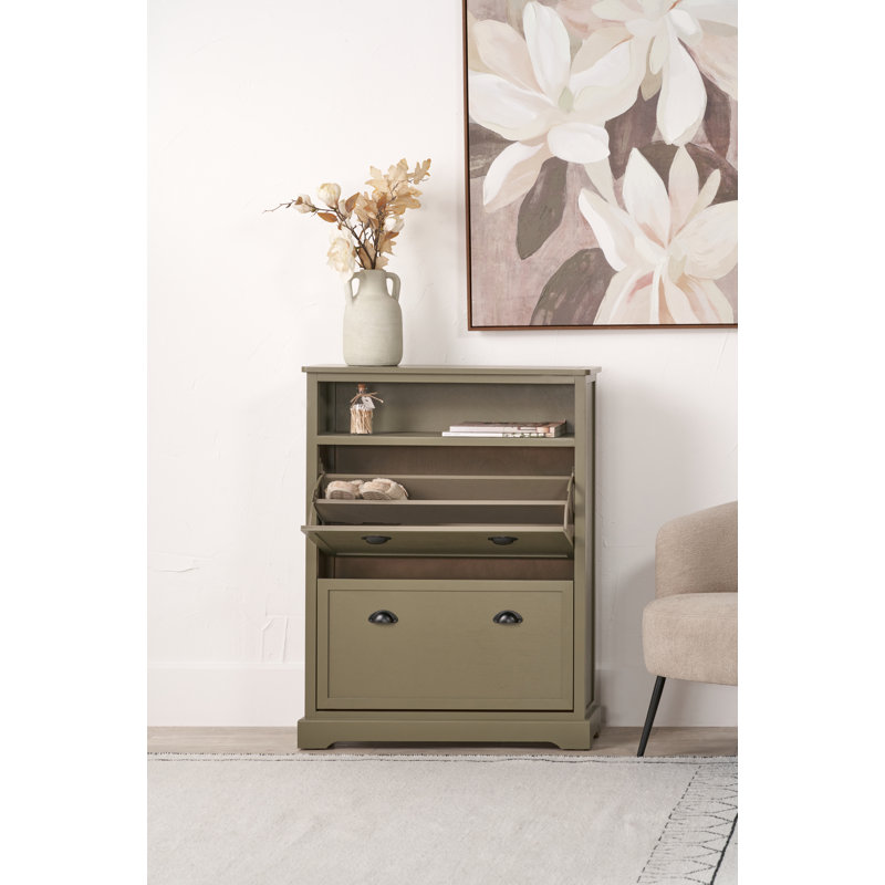 Croft 12 Pair Flip Down Shoe Storage, Olive Green