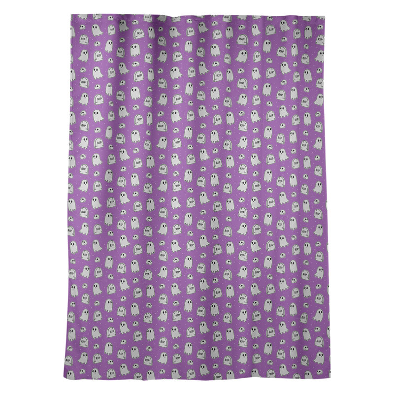 Panneau de rideau simple avec passe-tringle ghost, Mauve / Gris