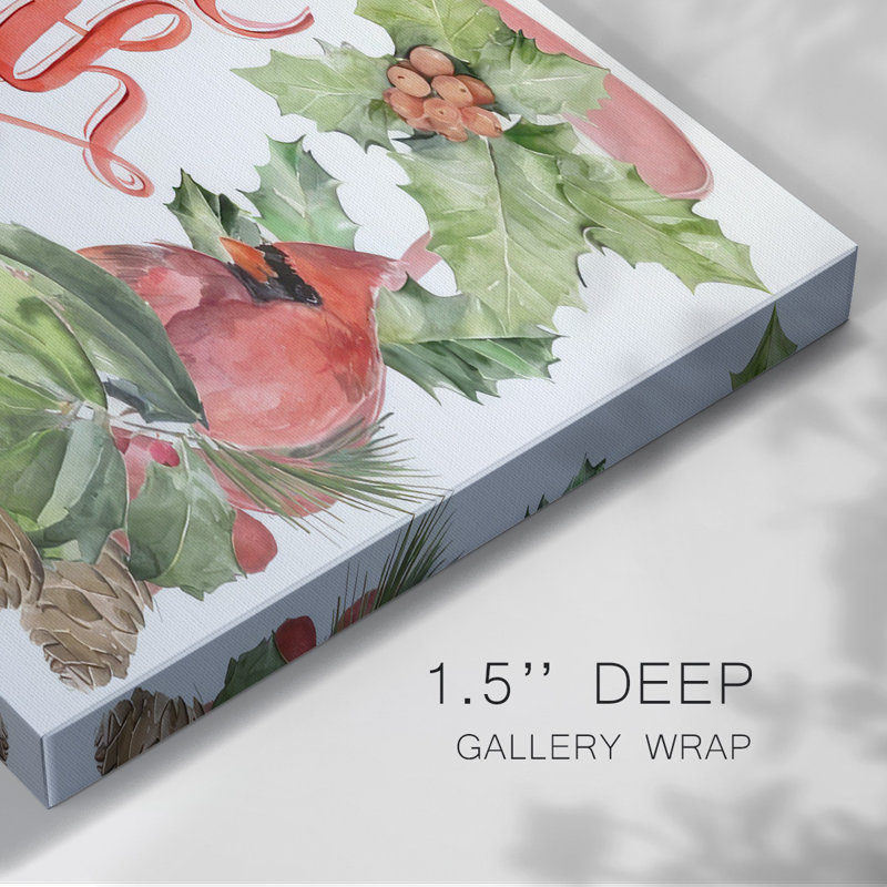 «Cardinal Holly Christmas Collection A», reproduction sur toile, H 8 po x l 12 po x P 1,5 po