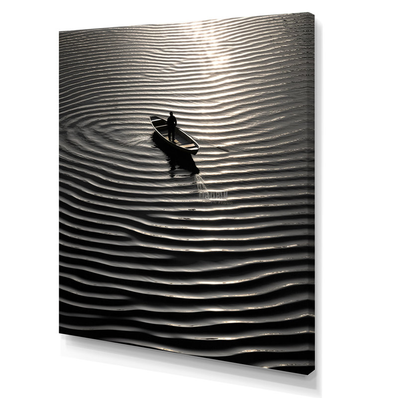 Nautique sérénité en noir et blanc sur toile, H 40 po x l 30 po x P 1,5 po, Toile tendue