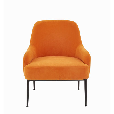 Chaise d'appoint en velours rouge orange, fauteuil rembourré moderne avec pieds en métal, chaise d'appoint confortable pour la chambre à coucher du salon
