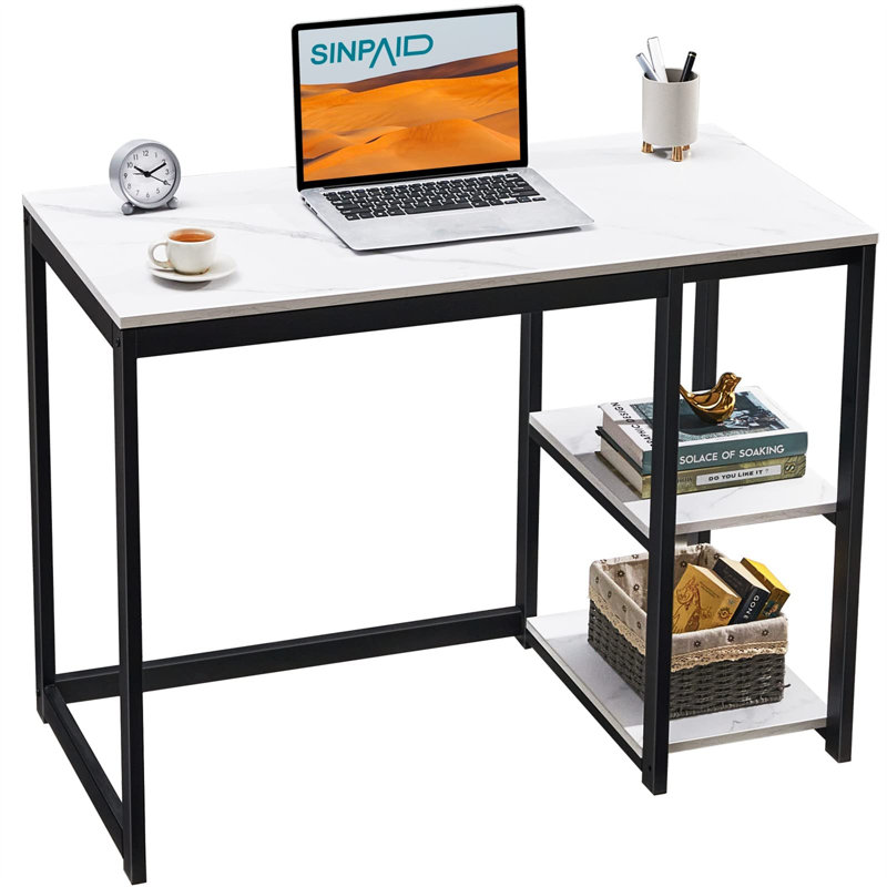 Bureau d'ordinateur Clairann, Blanc / noir