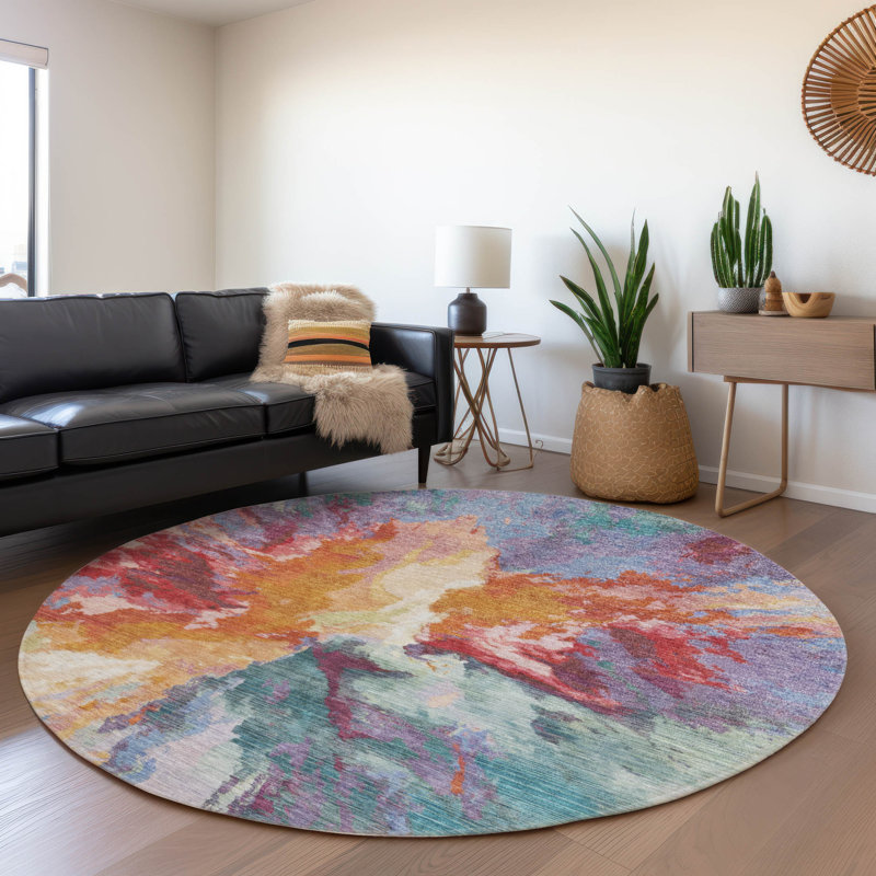 Tapis intérieur / extérieur lavable Theodara, 8 pi x 8 pi