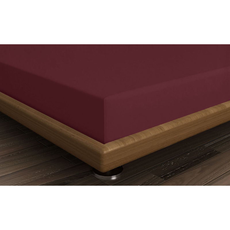 Premium Ranforce Single Large Fitted Sheet, Maroon, 39.4 x 74.8 + 11.8 inches | 100% Cotton, 155 Thread Count, 4.1 Oz/Sq Ft | Machine Washable, Soft and Durable, Perfect for Comfortable Sleep