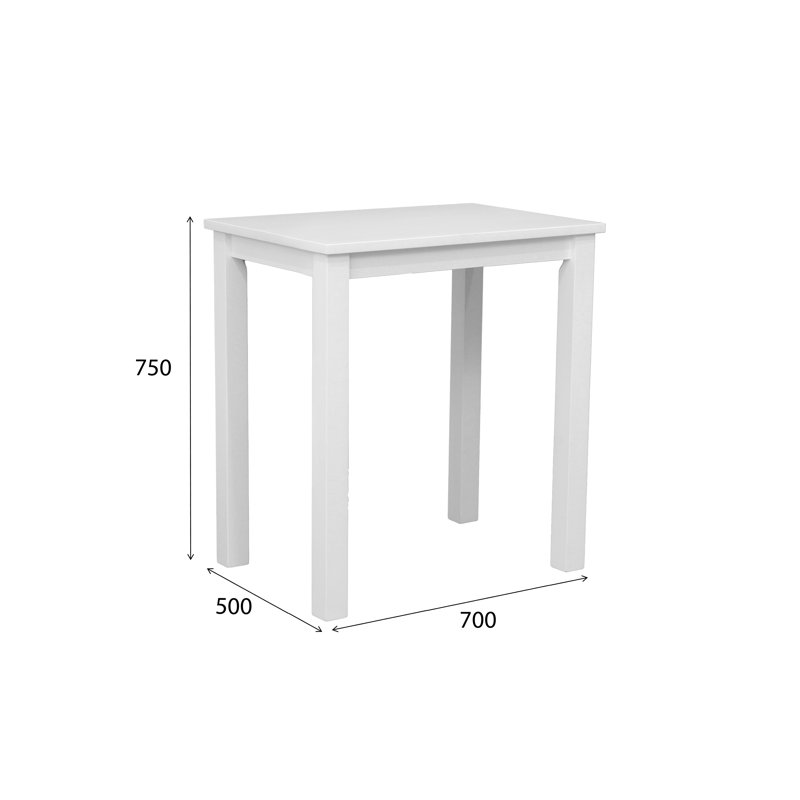 Seandrea Solid Wood Dining Table, 75cm H x 70cm L x 50cm W, White