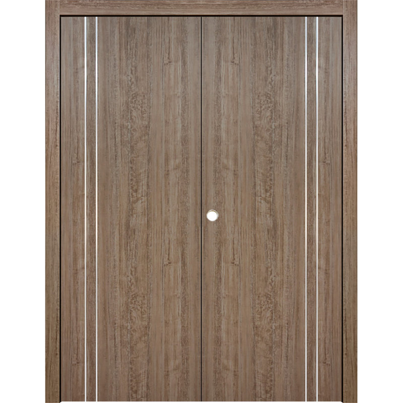 Double porte intérieure stratifiée HG-002VR, 36 po x 80 po, Bois d'aloès foncé, Droite / vers l'intérieur