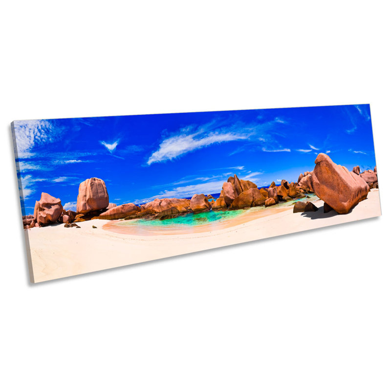 Tropical Beach Seascape - Wrapped Canvas Panoramic Print, 30.48cm H x 91.44cm W x 2cm D