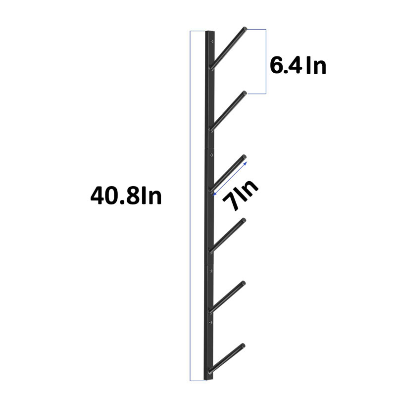 Support mural pour planche à roulettes, support de support mural pour planche à roulettes, support à ski mural pour planche à neige, support de longboard pour terrasse (6 couches)