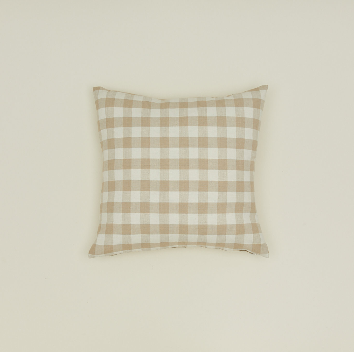 Essential Gingham Cotton Throw Pillow, Ivory/Flax