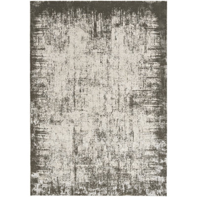 Machine Woven Polyester Area Rug in Cream/Gray