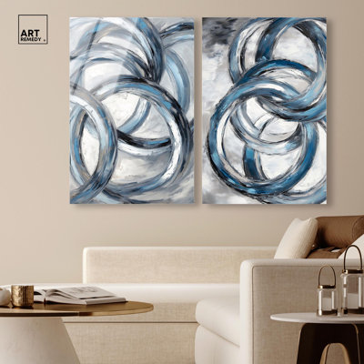 Iridescent Orbit Duo Acrylic Print Living Room Wall Art by Art Remedy, Ready to Hang, 16 x 24