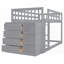 Lit superposé simple avec 4 tiroirs et 3 tablettes - gris (espace minimal, cadre durable)