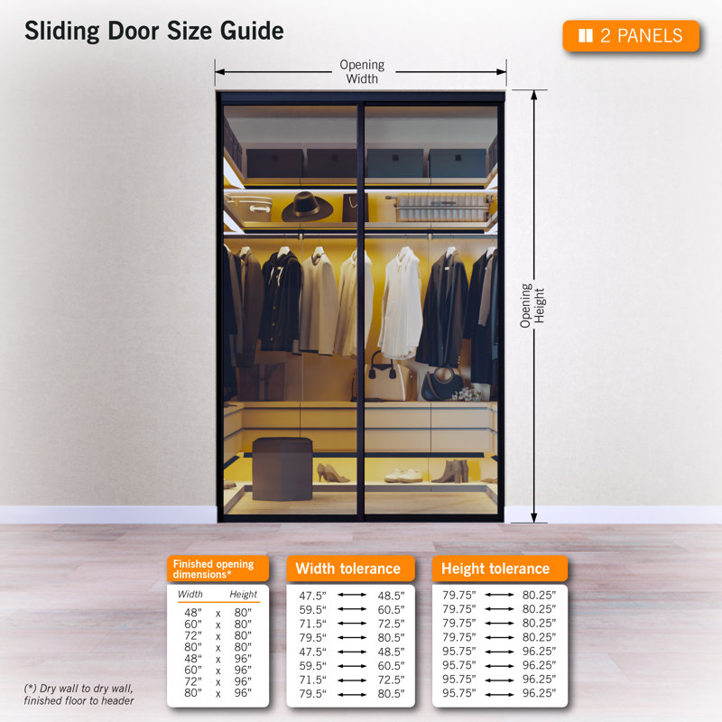 Garde-robe coulissant 2 panneaux en verre laiteux, Blanc mat, L 48 po x H 96 po
