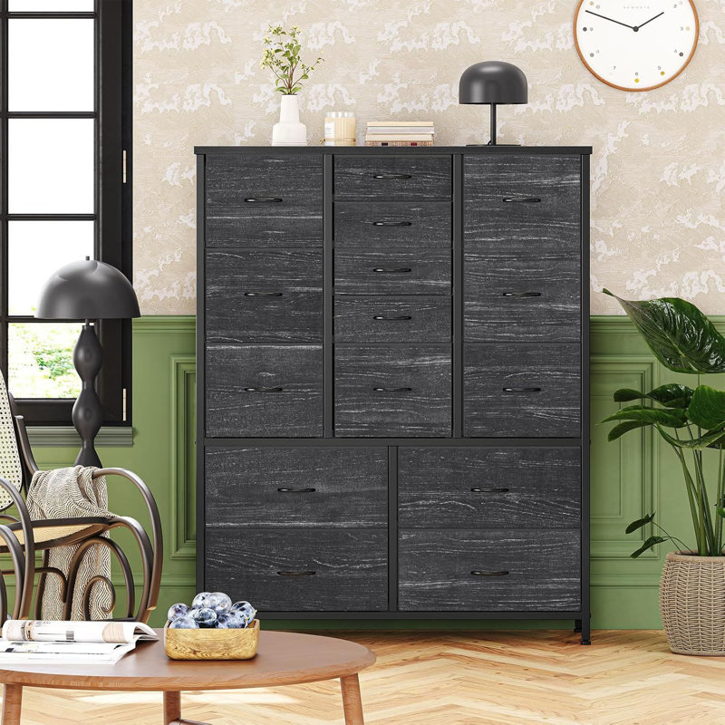 99 cm W Chest of 15 Drawers, Black
