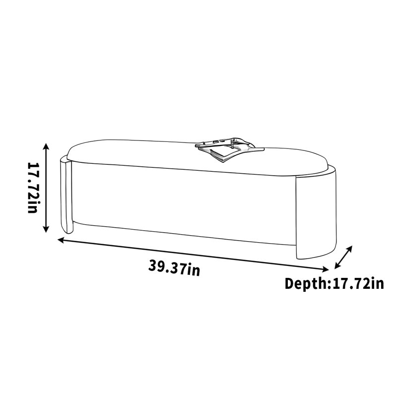Banc de rangement crème en bois massif, H 17,72 po x l 39,37 po x P 17,72 po