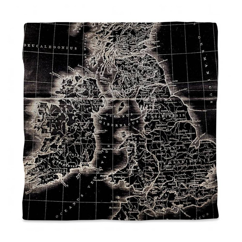 Black Satellite View Duvet Cover - Roman Britain Maps Decor