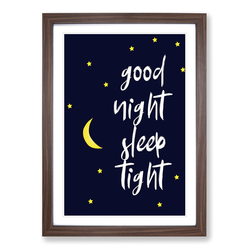 Good Night Sleep Tight - Picture Frame Typography, 90cm H x 65cm W x 2cm D, Walnut Framed