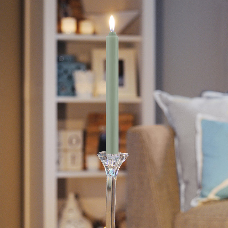 Root Candles Unscented Taper Candle, 9" H x 0.88" W x 0.88" D, Sage Green