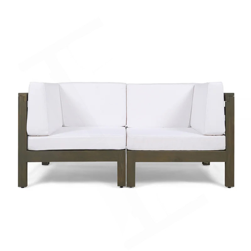 ENSEMBLE DE SIÈGE D'AMOUR 2 pièces Oana, blanc, Coussin blanc / cadre gris