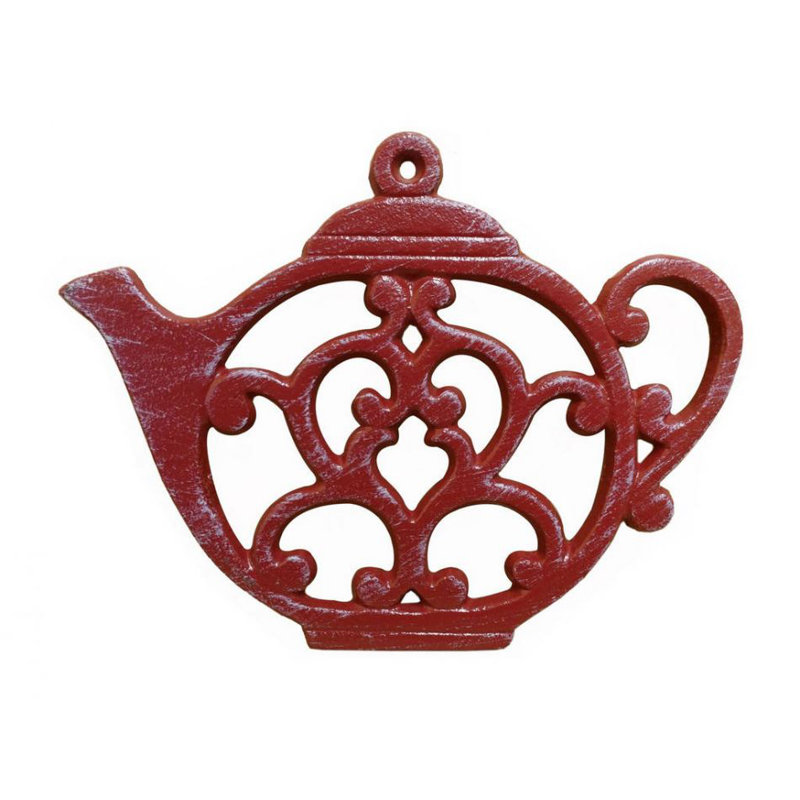 Théière ronde en fonte, Rouge