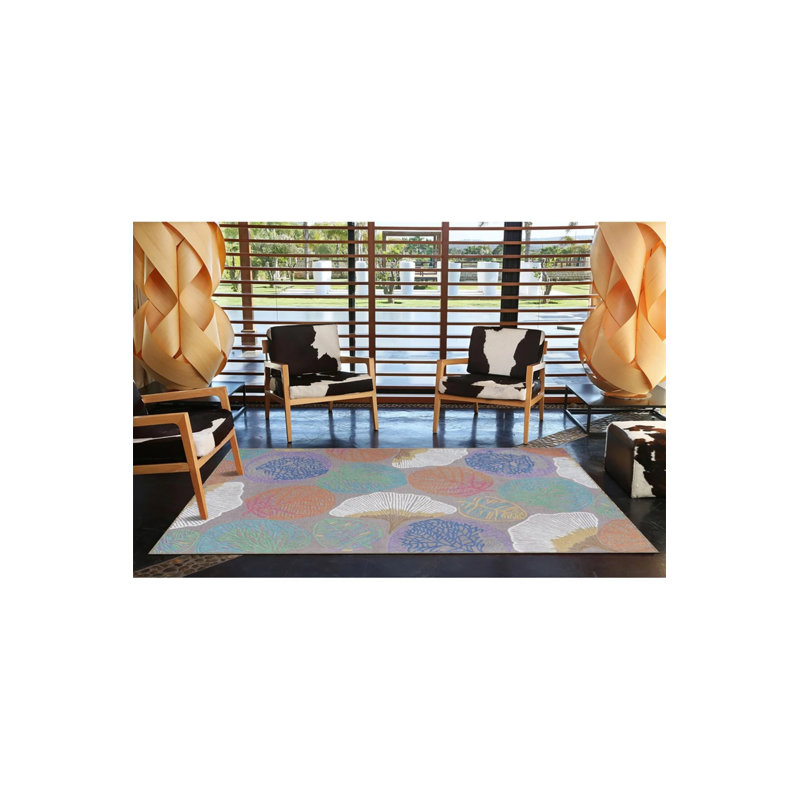 Tree Leaf Woven Based Washable Carpet, Round 4'
