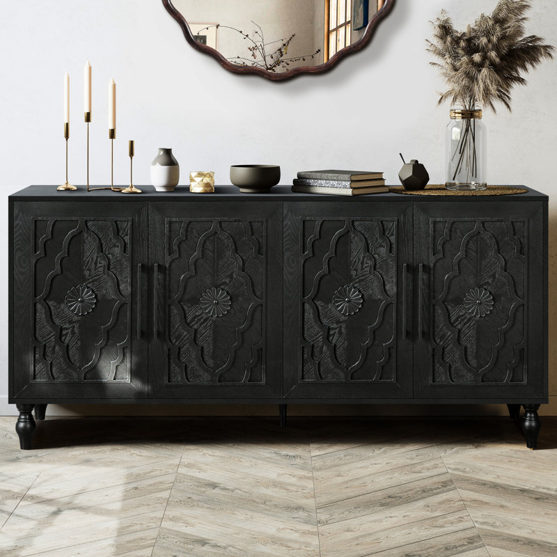 Armoire à porte fleurie avec poignée en métal noir pratique pour divers espaces et besoins de rangement fonctionnels