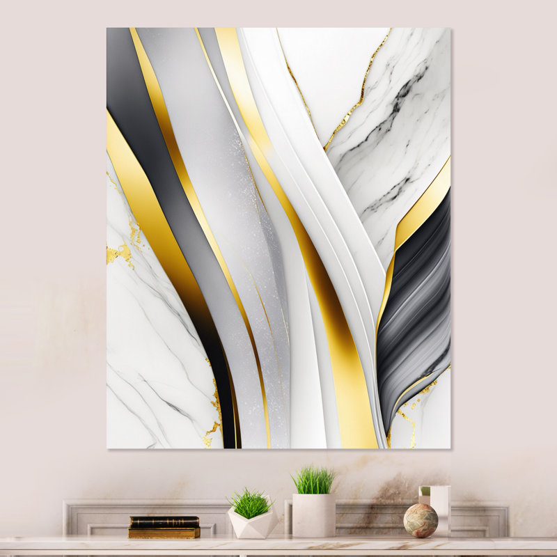 Abstrait géométrique vagues grises II - décoration murale abstraite en métal, H 32 po x l 24 po x P 1 po