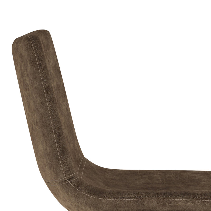 Distressed Brown Faux Leather Upholstered Side Chair with Metal Frame