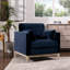 Chaise avec accoudoirs de style campagne moderne 36 po, velours performance bleu marine foncé-1708797730