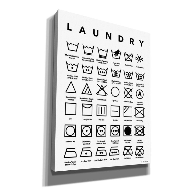 «Laundry Symbols» par Seven Trees Design - reproduction d'art sur toile tendue, H 54 po x l 40 po x P 0,75 po