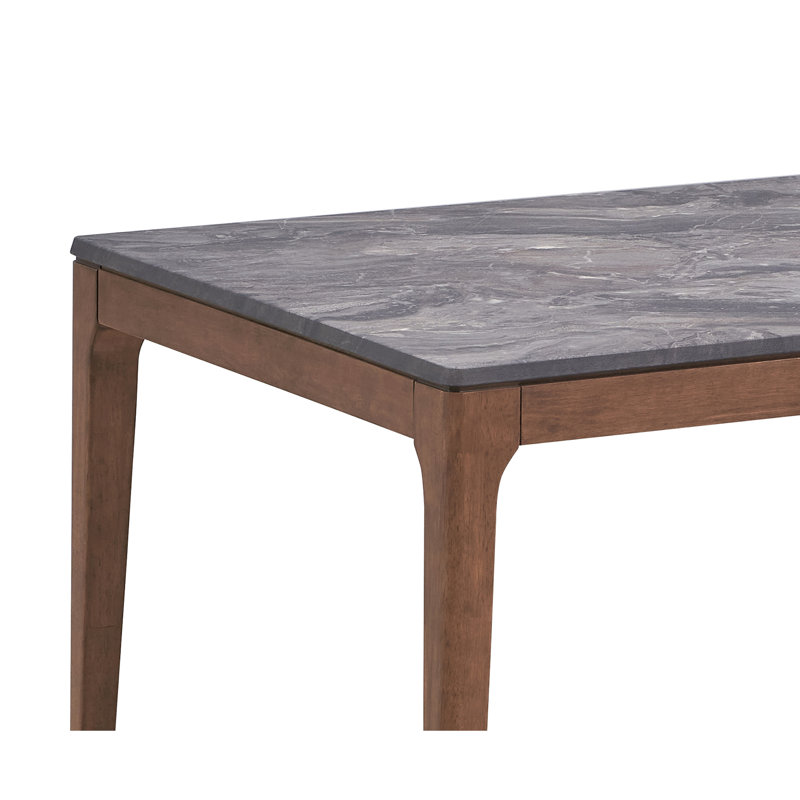 Table de salle à manger avec finition en noyer et surface en pierre d'ingénierie