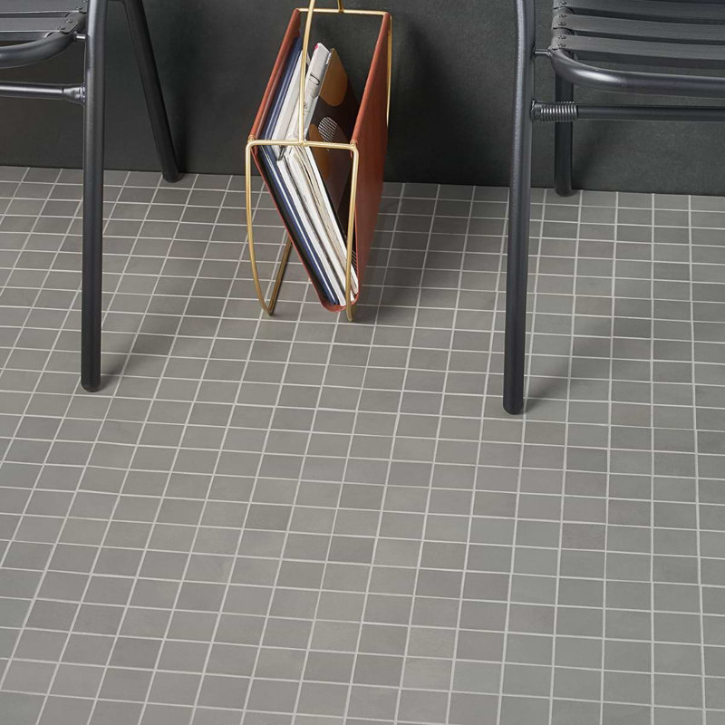 Clay 12x12 Matte Concrete Look Porcelain Mosaic Tile, Fancy Gray