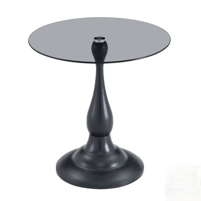 Table d'appoint ronde vintage avec plateau en verre trempé mat, parfaite pour les salons et les chambres