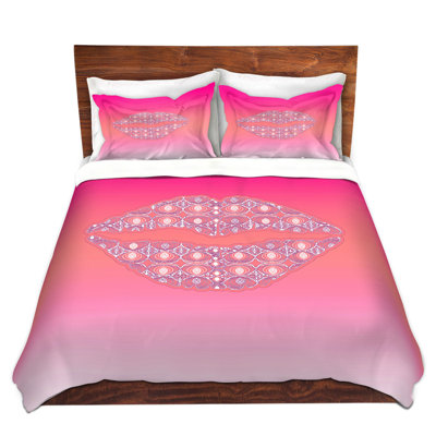 Ensemble de housse de couette en arc de lèvres sorbet