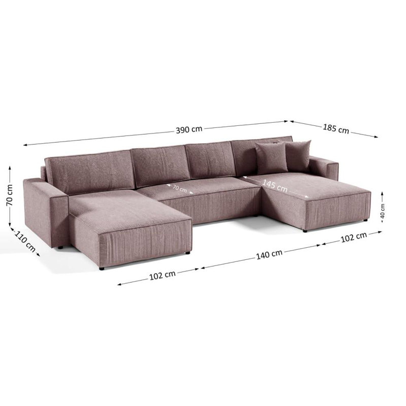 Beyazit 6 Seater Sofa Bed, Pink