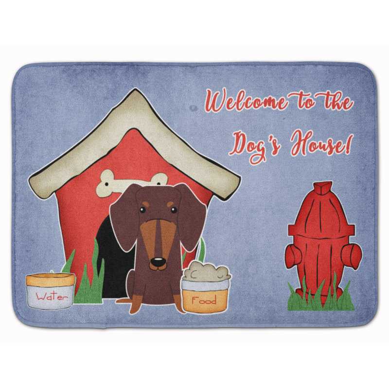 Tapis pour salle de bain en mousse à mémoire de forme teckel dog house, Chocolat