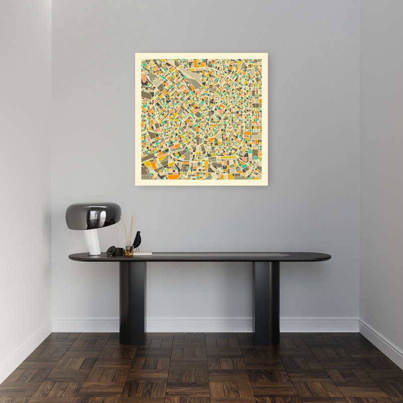 «Abstract Milan City Map», art mural abstrait géométrique coloré, H 32 po x l 32 po
