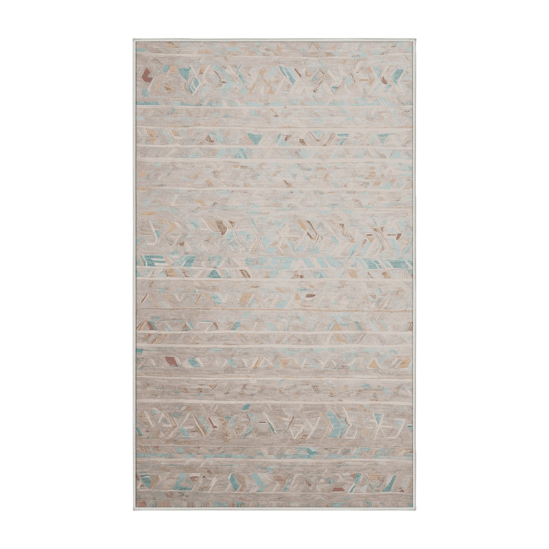 Machine Washable Beige Area Rug, Runner 2' x 5'