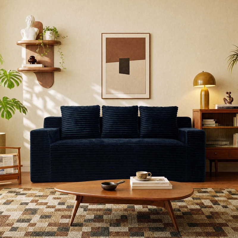Cloud Couch Corduroy Sofa with Lumbar Pillows, No-Assembly Required