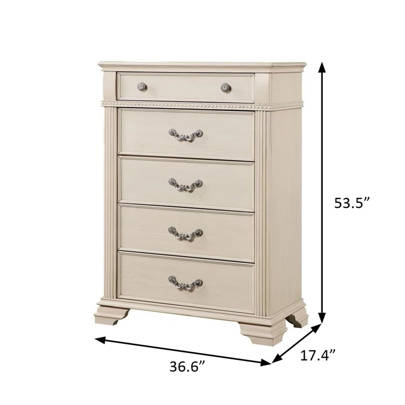Coffre traditionnel l 36,6 po, blanc antique, Blanc antique