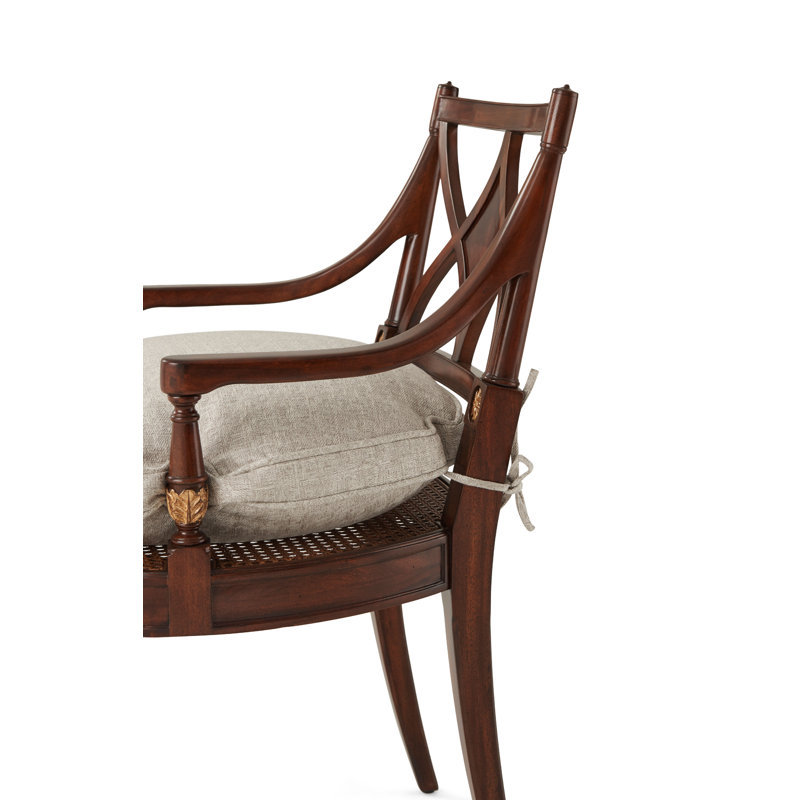 Sheraton's Solid Wood Arm Chair, Barley Houndstooth, Brown