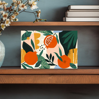 Collage contemporain grenade sans soudure abstrait coloré palmier contemporain art floral